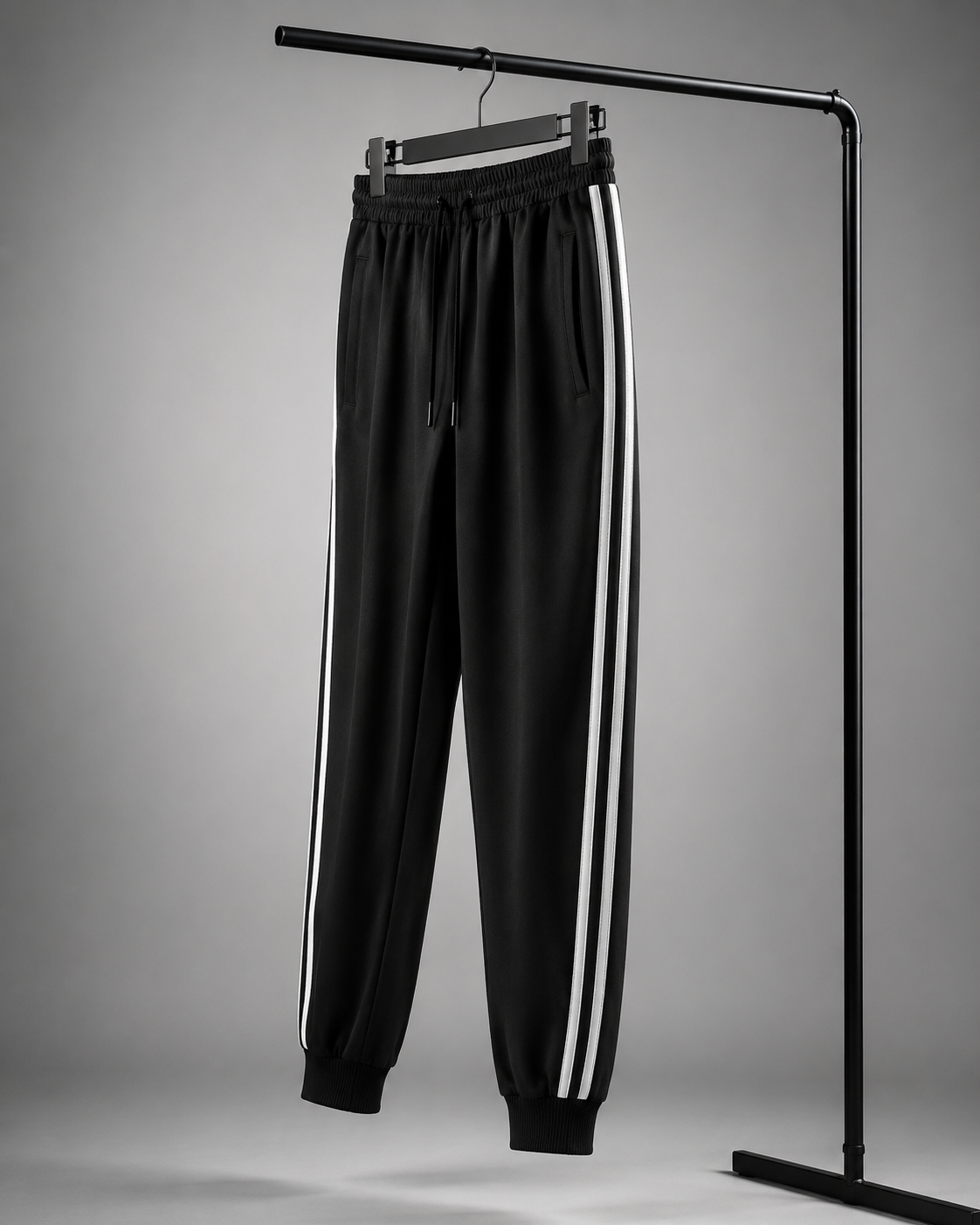 Jogger Deportivo Retro Negro para Hombre – Rayas Laterales | Cómodo y Versátil