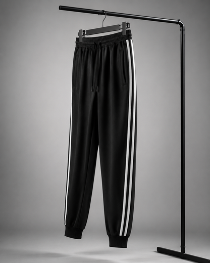 Jogger Deportivo Retro Negro para Hombre – Rayas Laterales | Cómodo y Versátil